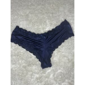 Victoria’s Secret Navy Blue Lace Trim Cheeky Panty Medium Y2K